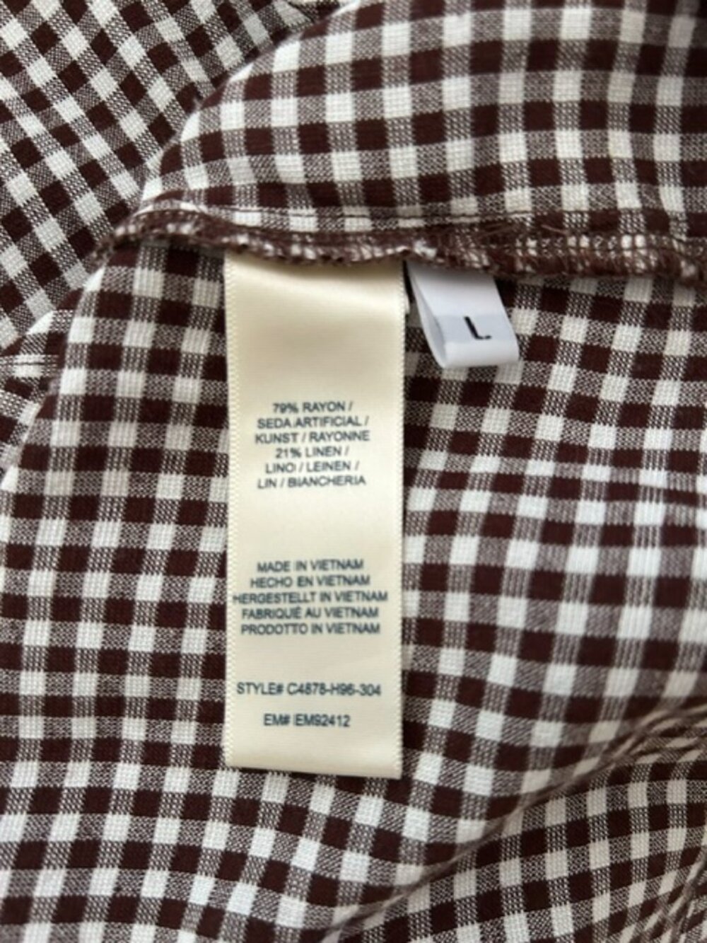 Cloth & Stone Brown and White Gingham Button-Front Shirt - Picture 4 of 6